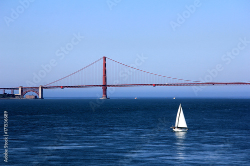 San Francisco, USA, Golden Gate Bridge with sailing boats