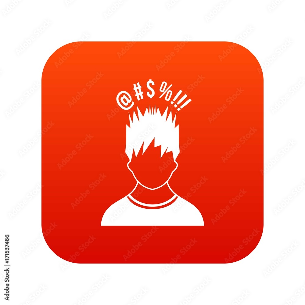 Man with different signs over his head icon digital red Man with different signs over his head icon digital red