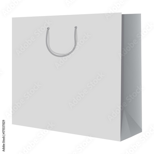 Wide paper hand bag mockup, realistic style