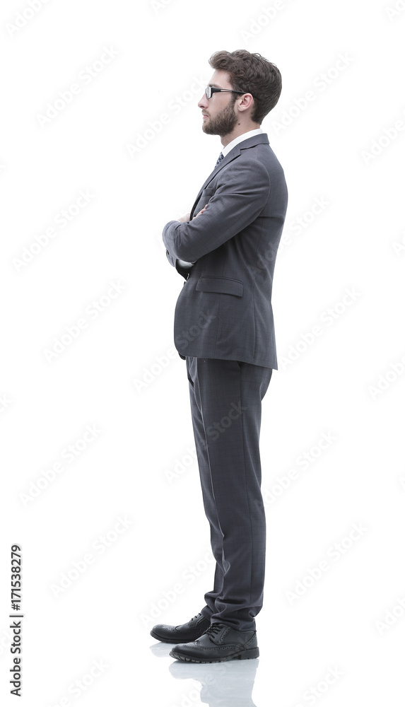 Side view in full growth - confident businessman Side view in full growth - confident businessman
