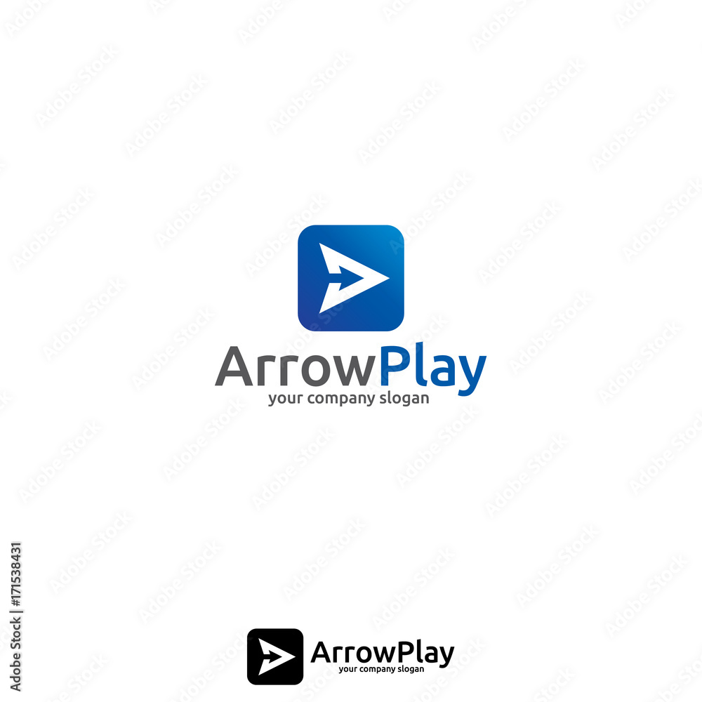 arrow and play logo concept for video, audio, player, or application. arrow and play logo concept for video, audio, player, or application.