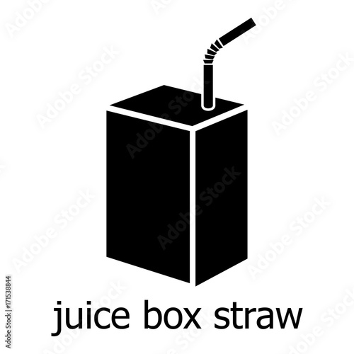 Juice box straw icon, simple black style