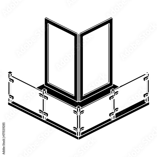 Corner glass balcony icon, simple style