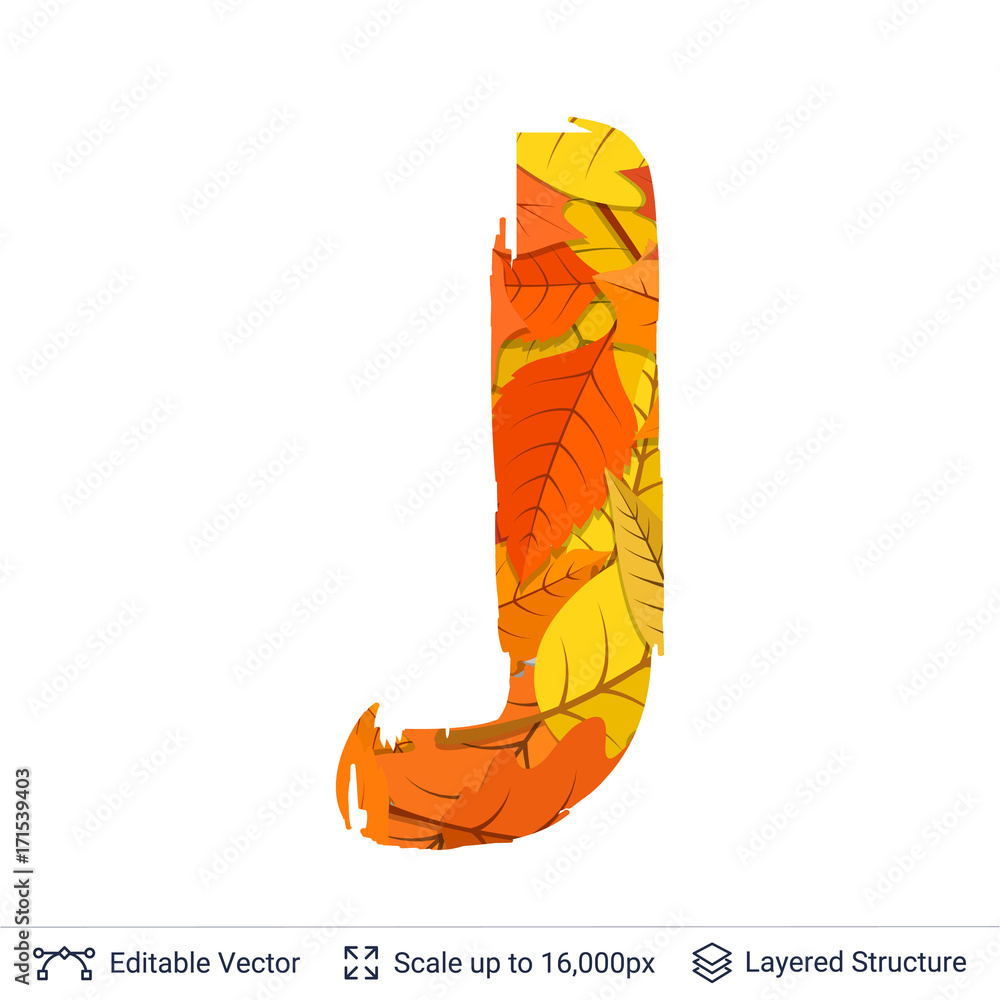 Autumn fall bright orange leaves letter. Autumn fall bright orange leaves letter.