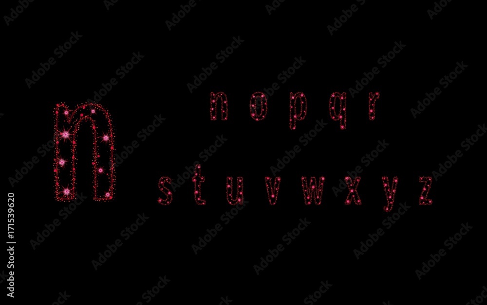 alphabet letters from glittering red stars alphabet letters from glittering red stars