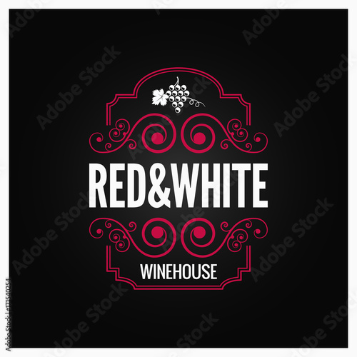 wine logo red and white label design background