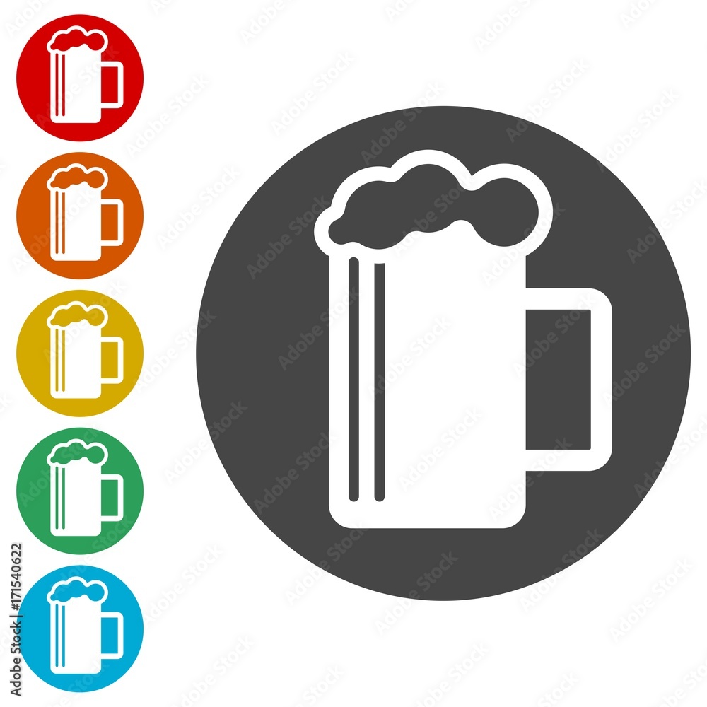 Glass of Beer icons set Glass of Beer icons set