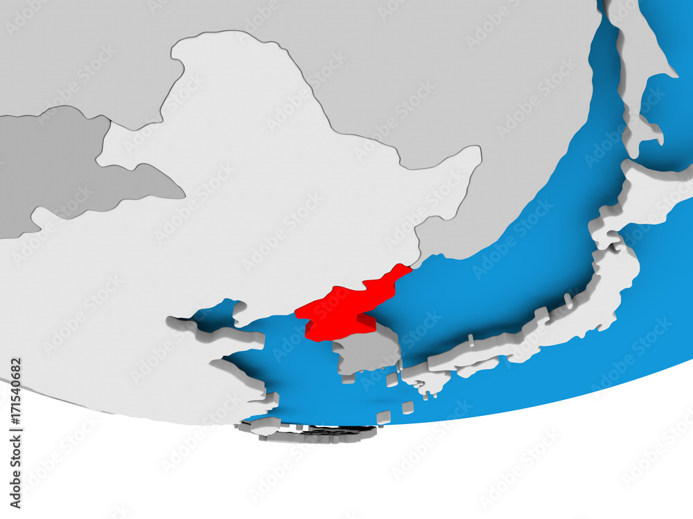 Obraz premium North Korea on globe