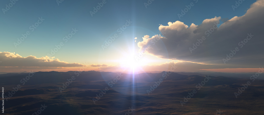 landscape over clouds sunrise