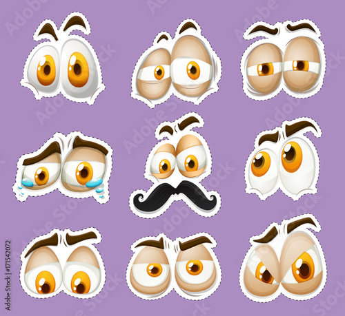Sticker design with facial expressions
