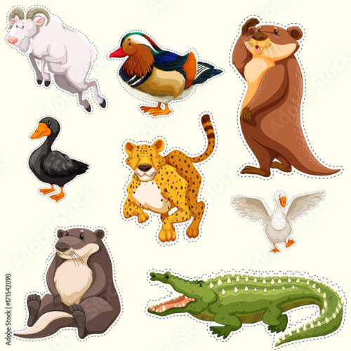 Sticker set with different creatures