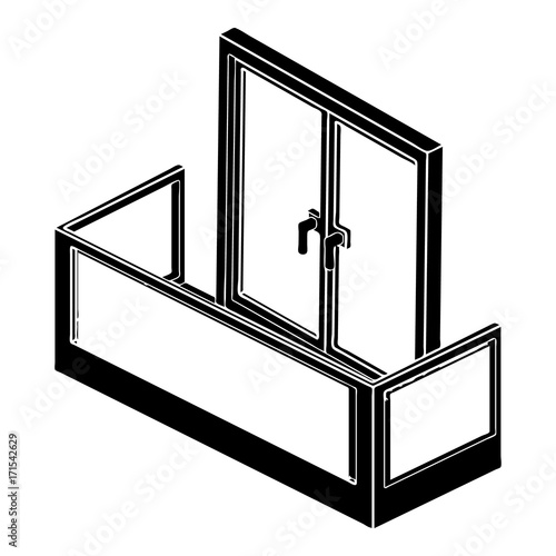 Glass balcony icon, simple style