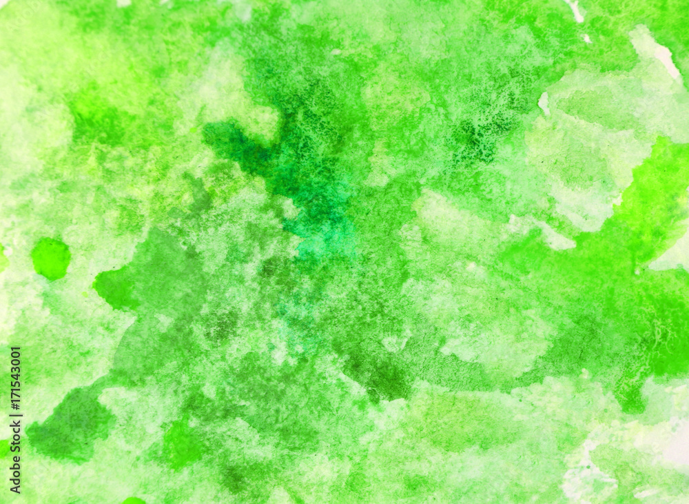 Green watercolor stain, close up