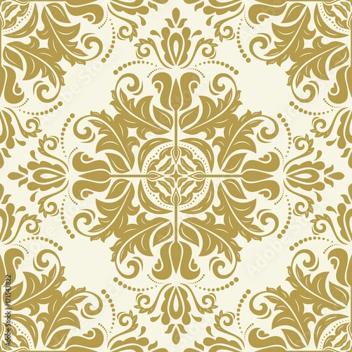 Orient vector classic golden pattern. Seamless abstract background with repeating elements. Orient background