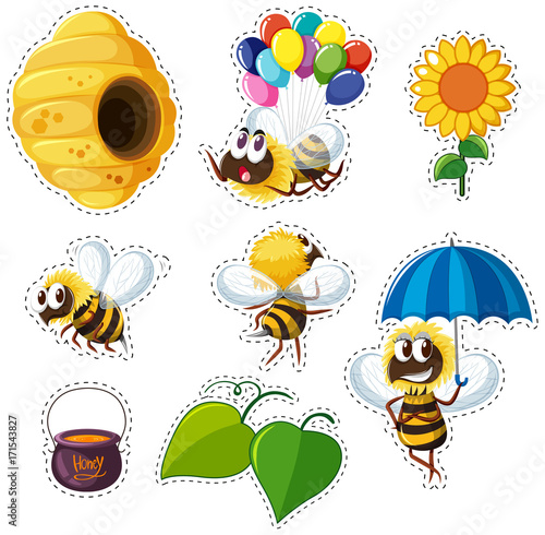 Sticker design for bees and beehive