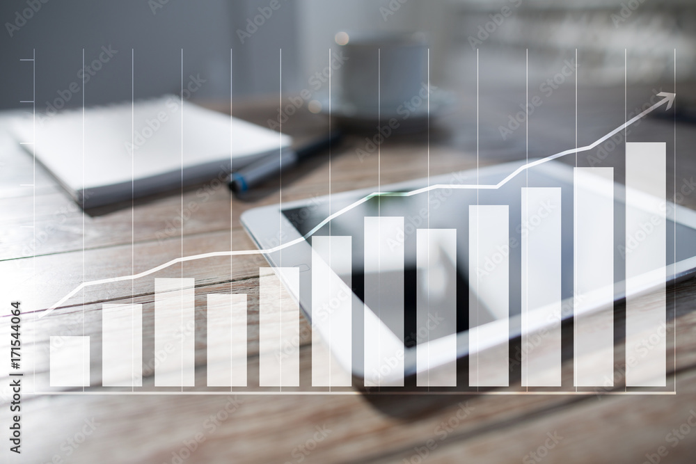 Obraz premium Diagrams and graphs on virtual screen. Business strategy, data analysis technology and financial growth concept.