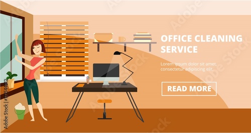 Vector office cleaning service concept banner