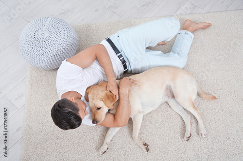 Young man resting with yell...