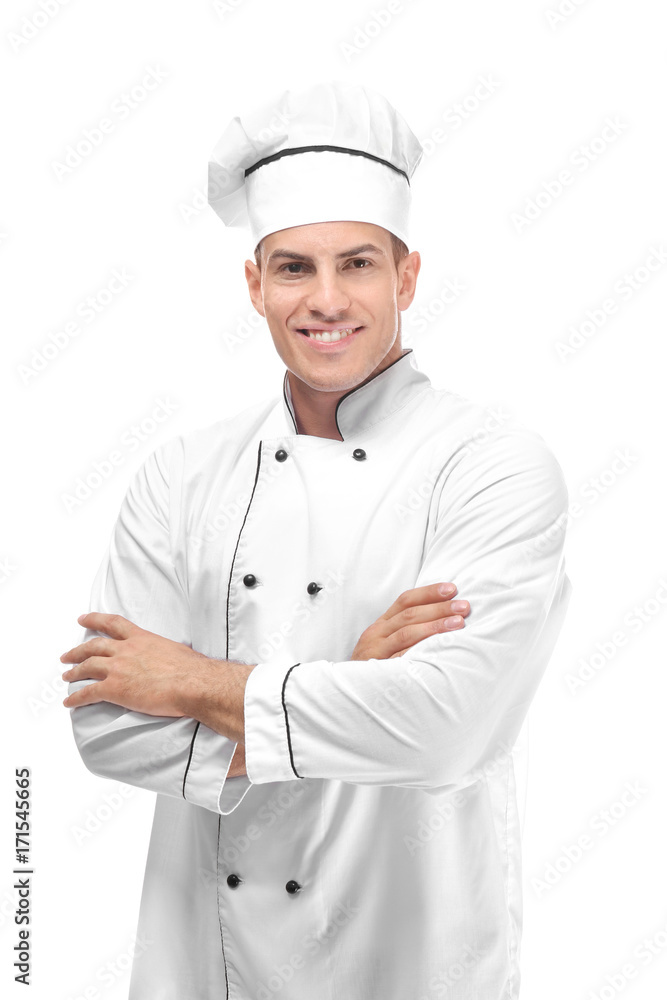 Male chef on white background