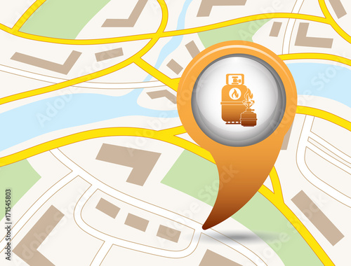 Camping stove with gas bottle icon