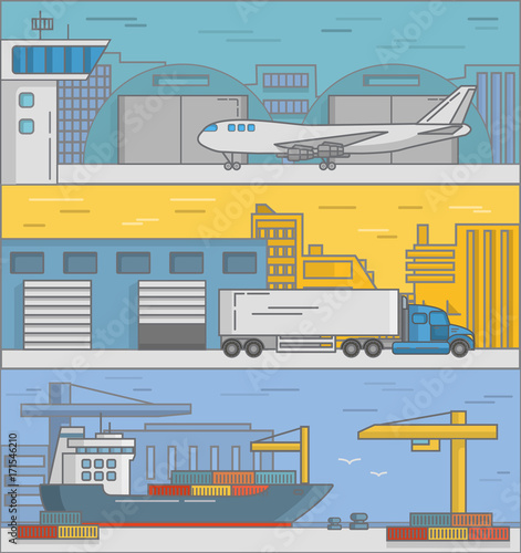 Vector set of delivery posters, banners in flat style