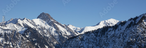 Bergpanorama im Winter, Allgäuer Alpen, Allgäu, Bayern, Deutschland, Europa © lichtbildmaster