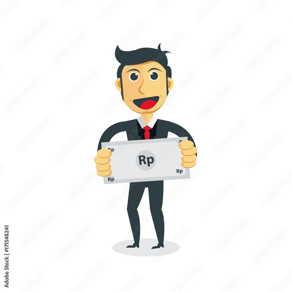 Manager cartoon character. Businessman with bill in his hand Manager cartoon character. Businessman with bill in his hand