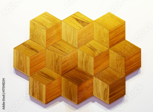 Stack of wooden blocks on white background. Business team success concept.