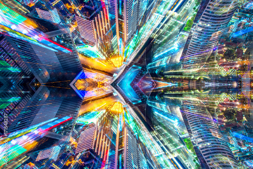 Creative graphic sci fi abstract modern city background.