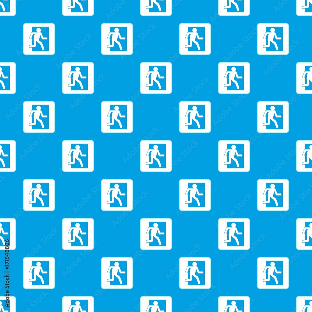 Fire exit sign pattern seamless blue Fire exit sign pattern seamless blue