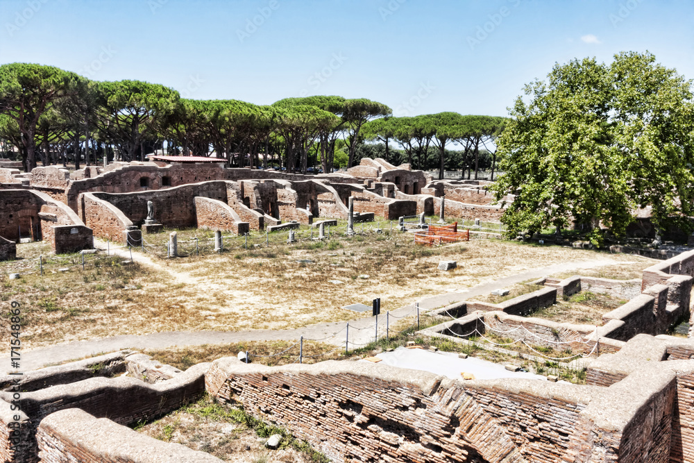 Neptune Roman empire gym and thermal bath landscape in Ostia Antica - Rome - Italy
