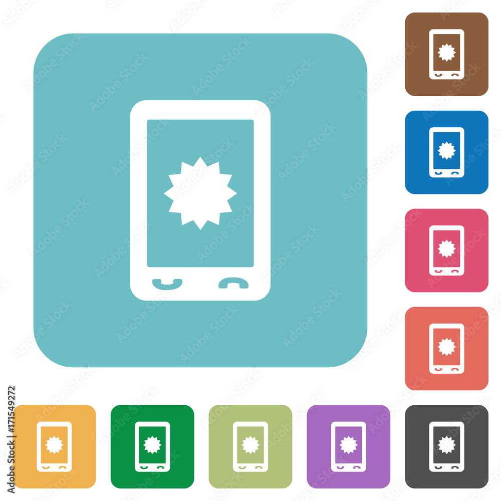 Mobile warranty rounded square flat icons Mobile warranty rounded square flat icons