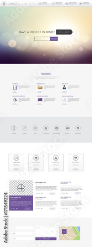 Responsive One Page Website Template with Blurred Background