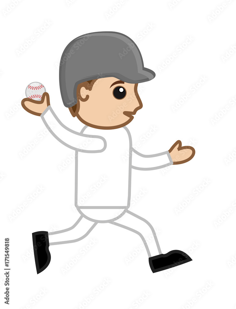 Cartoon Player Running for Bowling Cartoon Player Running for Bowling