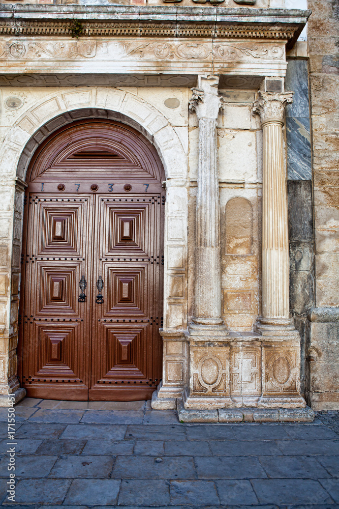 A beautiful wooden portal of a church A beautiful wooden portal of a church