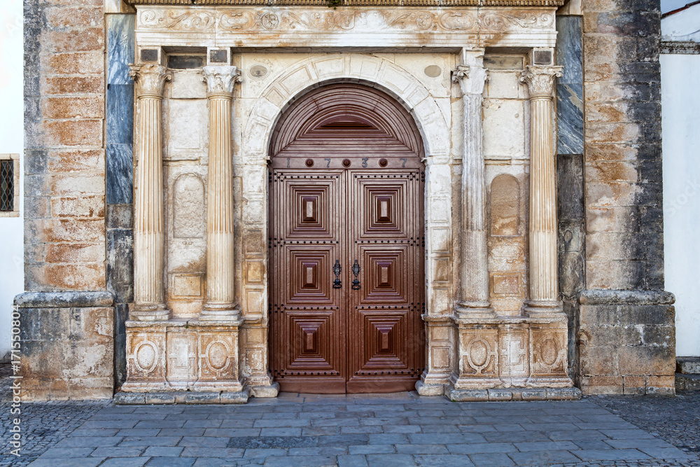 A beautiful wooden portal of a church