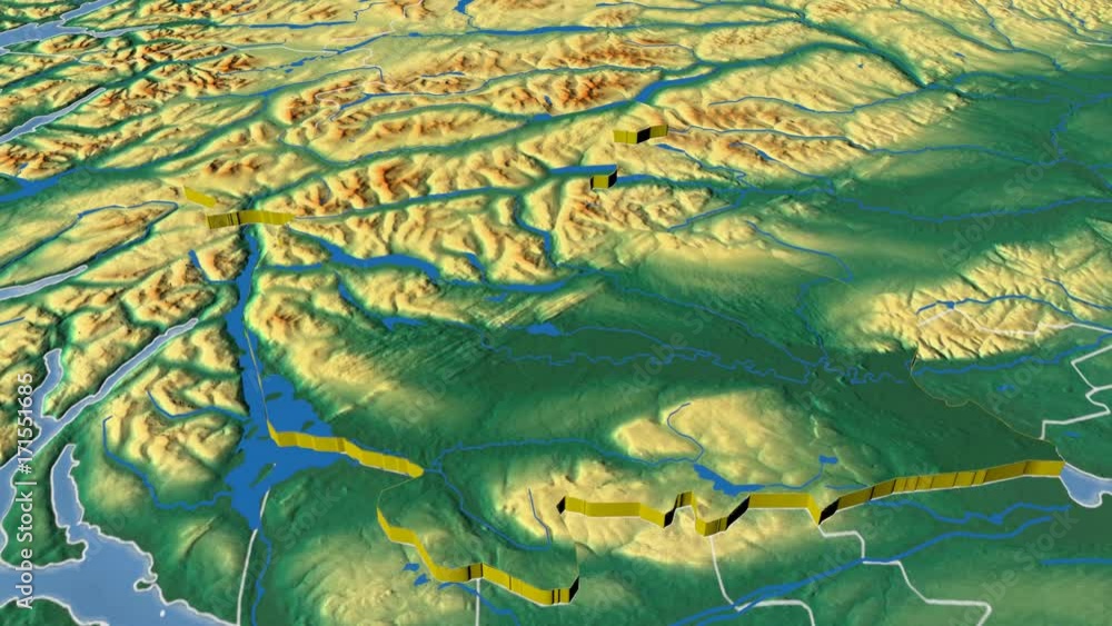 Stirling - United Kingdom Scotland, region extruded. Bumps shaded Stirling - United Kingdom Scotland, region extruded. Bumps shaded