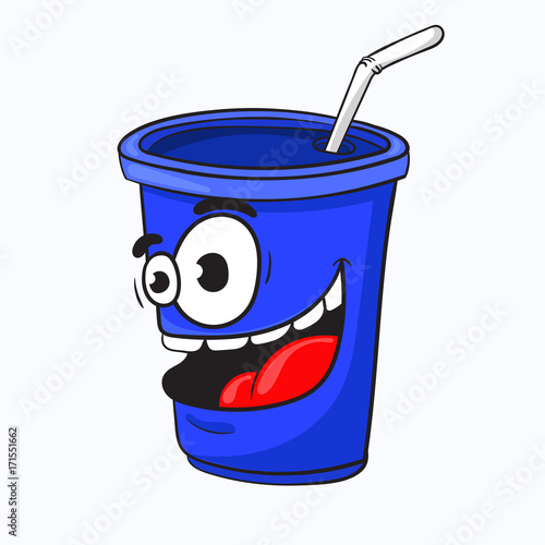 funny cartoon cocktail with a straw .the design of the character. vector illustration.