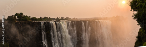 panorama,Sunrise at Victoria Falls, Main Falls, Dry Season photo