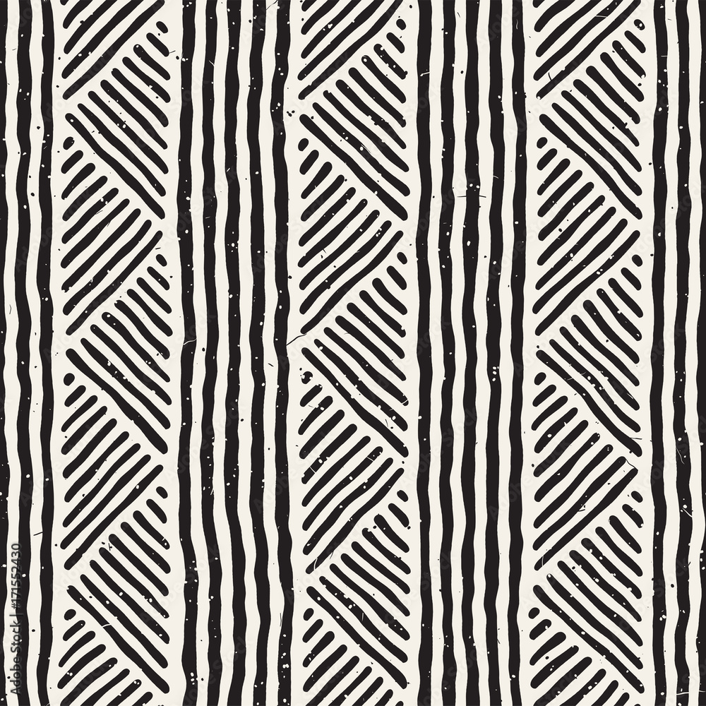 Hand drawn style ethnic seamless pattern. Abstract geometric lines background in black and white. Hand drawn style ethnic seamless pattern. Abstract geometric lines background in black and white.