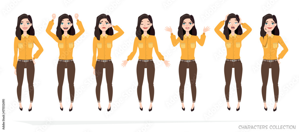 Set of emotions for business woman. Set of emotions for business woman.