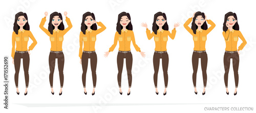 Set of emotions for business woman.