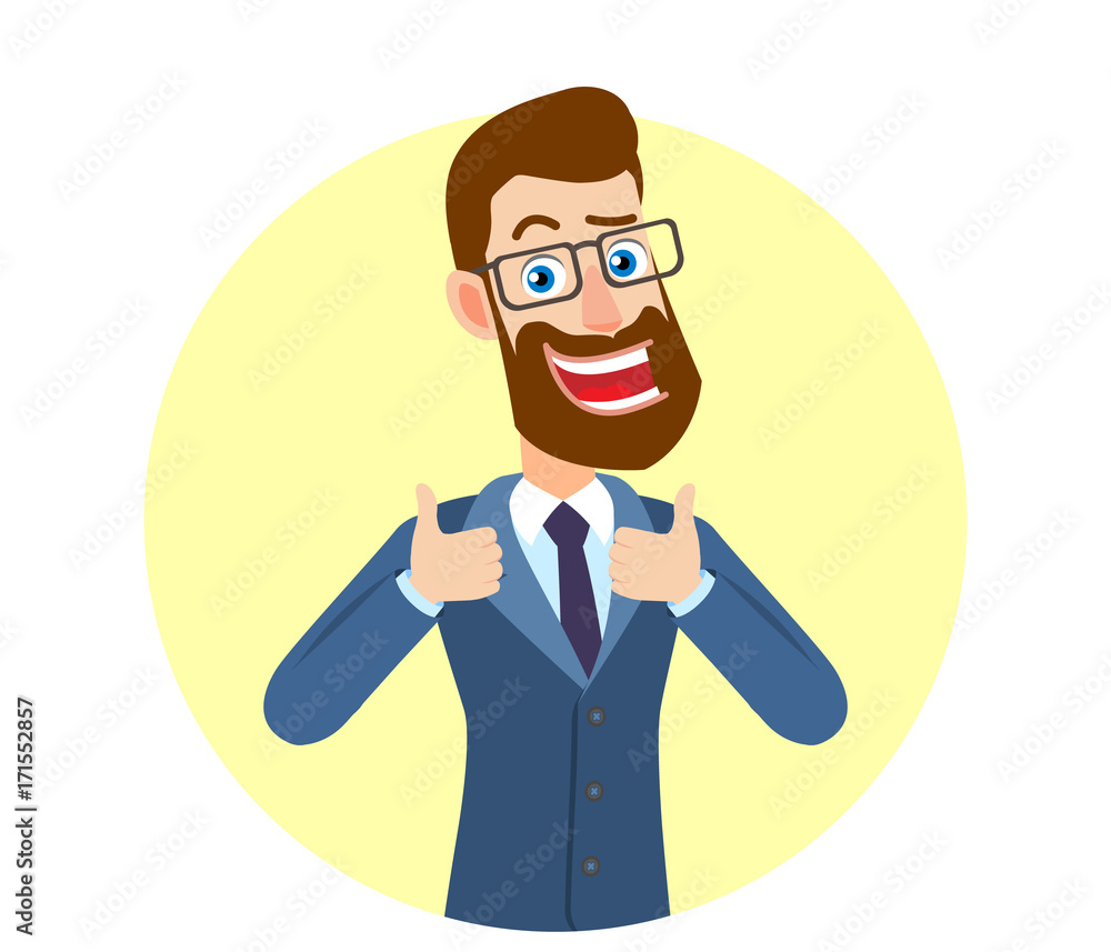 Hipster Businessman showing thumb up