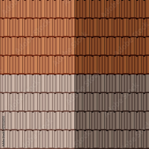 Different roof tiles seamless vector pattern, architecture design template