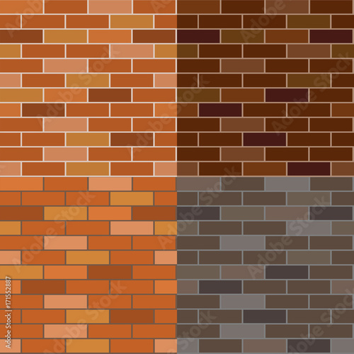 Different brick wall seamless vector pattern, architecture design template