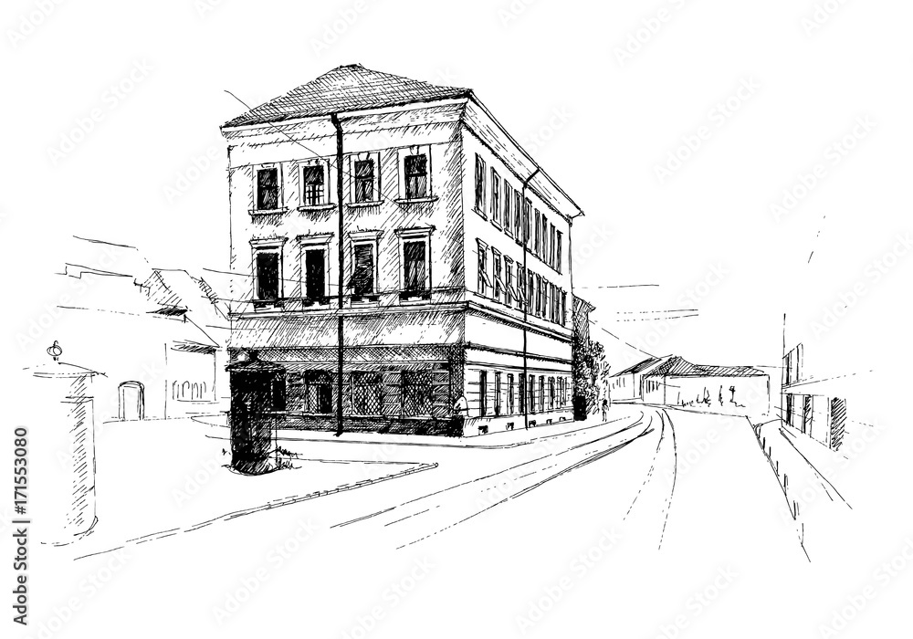 The Padlock House Drawing Vector On White The Padlock House Drawing Vector On White