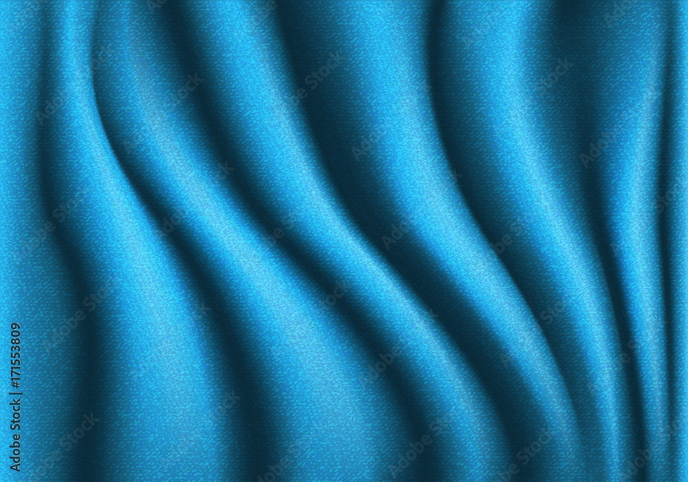 Fototapeta premium Abstract blue fabric curtain material wave background texture vector illustration.
