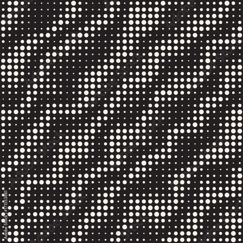 Modern Stylish Halftone Texture. Endless Abstract Background With Random Size Circles. Vector Seamless Pattern.