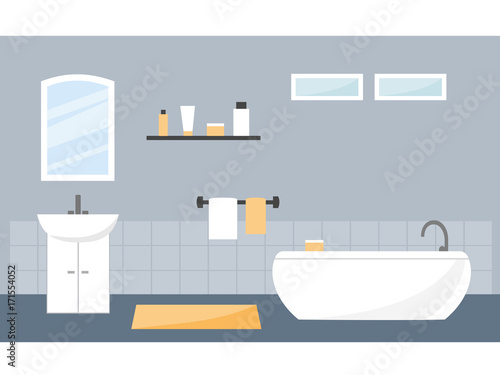 Bathroom interior, flat style.