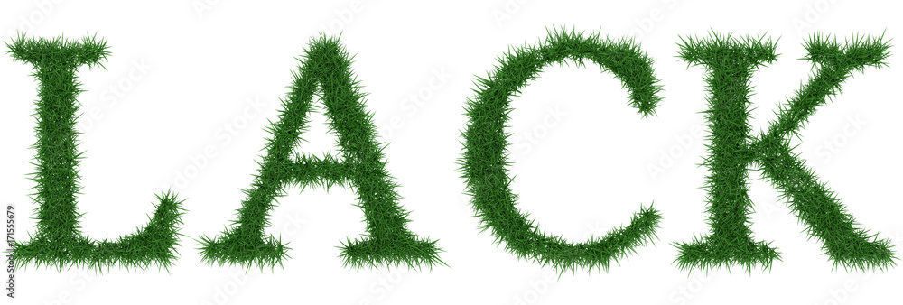 Lack - 3D rendering fresh Grass letters isolated on whhite background. Lack - 3D rendering fresh Grass letters isolated on whhite background.